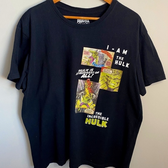 Marvel Comics Men's Black HULK Comic Print T-shirt Size X-large - Picture 1 of 9